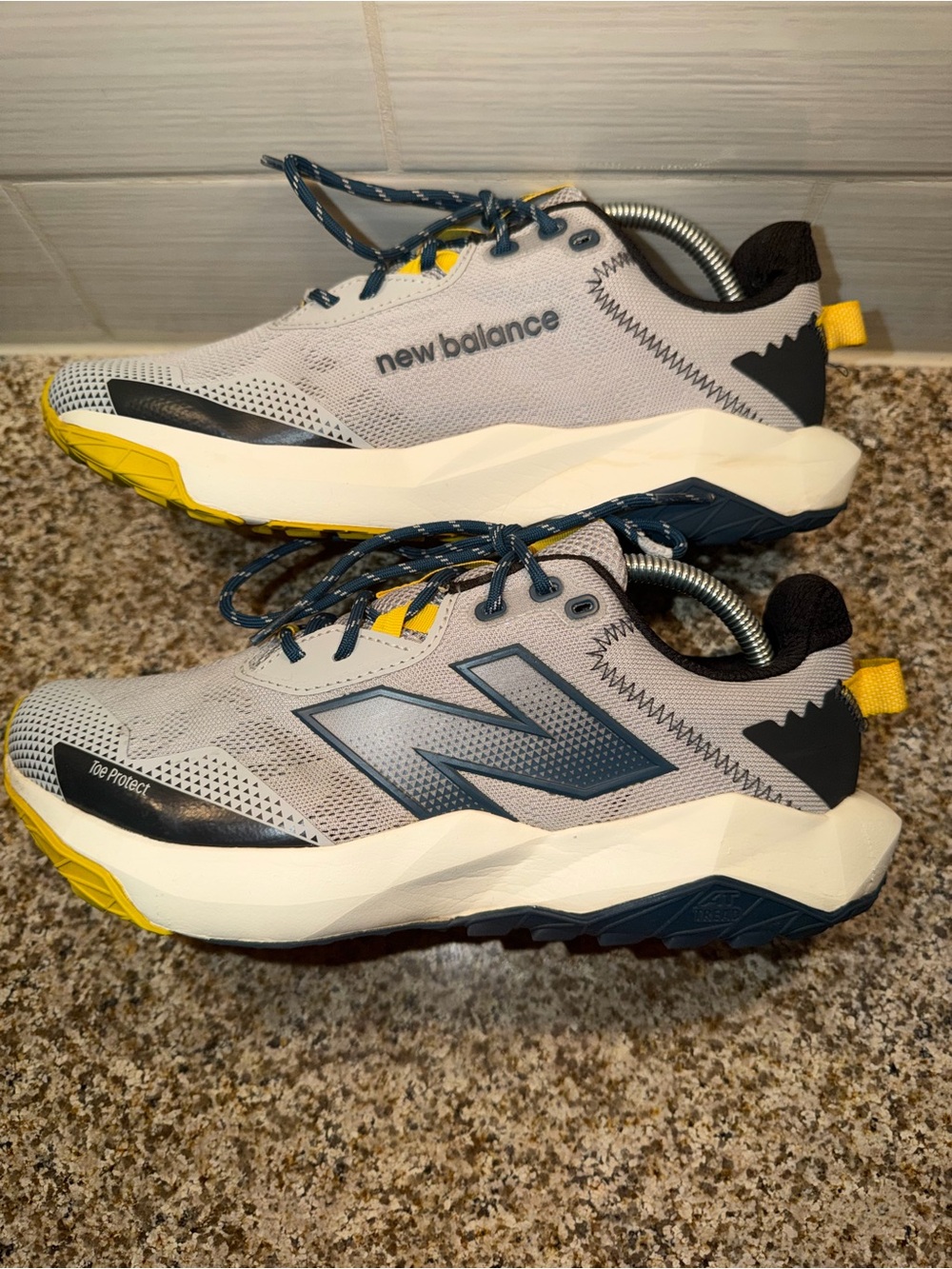 New Balance Gray, Navy & Yellow Trail Runners